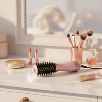 Sèche-cheveux et diffuseur de boucles électriques professionnels 3-en-1 avec brosse interchangeable et tête rotative en plastique pour usage domestique