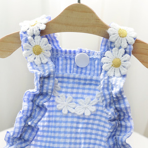 Robe d'été Daisy à carreaux bleus pour animaux de compagnie, tenue mignonne pour petits chiens et chats, printemps-été - Product Image 1