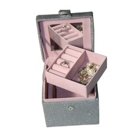 Boîte à bijoux multifonctionnelle en cuir PU fait main LG7173 avec miroir, double couche, étui à bijoux, cadeau pour filles et femmes, porte-bagues