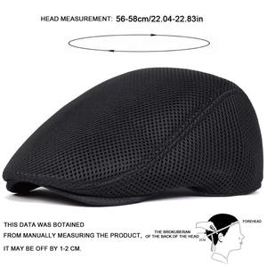 男性用女性用通気性メッシュ中空ベレー帽薄手の弾性バンド春夏レトロカジュアルゴルフ運転トラック運転手無地ニュースボーイキャップ - Product Image 5