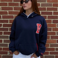 Maßgefertigter Bestickter Damen-Baumwoll-Oversized-Pullover Hoodie Strick-Designer-Rundhalspullover Unisex-Set Individualisierung mit Logo