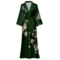 Robe longue kimono de luxe élégante et décontractée en satin soyeux imprimé, longueur genou, pour femme, idéale pour la nuit et la détente, collection Printemps
