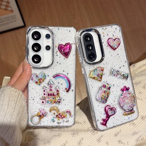 Funda de Teléfono TPU con Diseño de Castillo de Caramelos y Lentejuelas para Samsung S26 Ultra, S25, S24, Transparente con Brillo de Resina - Product Image 1