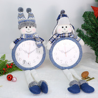 Ornamen Jam Boneka Natal Santa Snowman Rusa Kutub Buatan Tangan Ramah Lingkungan Dekorasi Meja Gantung Rumah