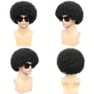 Perruque <span class=keywords><strong>Afro</strong></span> Fluffy Disco Rétro Années 70 pour Hommes Perruque Synthétique Bouclée avec <span class=keywords><strong>Bonnet</strong></span> en Filet Élastique pour Halloween Cosplay Fête Costumes - Product Image 6