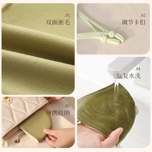 หน้ากากขนแกะออสเตรเลียแบบสองด้านสีทึบกันลมสำหรับผู้หญิงฤดูใบไม้ร่วงฤดูหนาวป้องกันหมอกควันสำหรับการปั่นจักรยาน - Product Image 5