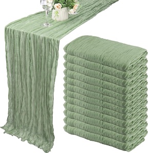 Camino de Mesa Verde Salvia Estilo Rústico, Camino de Mesa de Gasa Sólida, Camino de Mesa de Tela de Queso para Bodas y Fiestas - Product Image 1