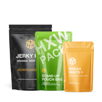 Sachets personnalisés imprimés mats à fond plat en aluminium Mylar, sacs d'emballage alimentaire pour thé vert, sacs en plastique kraft brun avec fermeture éclair