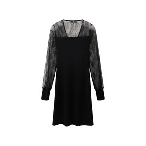 فستان ماكسي مستقيم من الدانتيل المحبوك بأكمام طويلة شفافة، ملابس محبوكة رومانسية من النايلون/القطن - Product Image 2