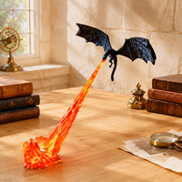 Lampe Dragon Volant Imprimée en 3D avec Effet de Flamme Dynamique, Ornement de Bibliothèque Académie Magique pour Collectionneurs de Fantasy