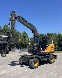 Excavadora de ruedas HAIJU de 8 toneladas, bajo costo, HJW85 4WD, certificación CE, cucharón de 0.28m³, bajo mantenimiento, gran fuerza de excavación para trabajos en carreteras - Product Image 4