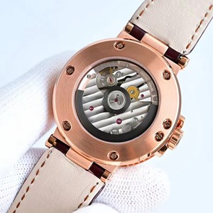 Montre pour homme tendance, nouvelle collection, lumineuse, étanche, avec réserve de marche automatique, verre saphir, boîtier doré, cadran noir, bracelet en cuir - Product Image 4
