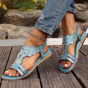 Sandales décontractées confortables à plateforme compensée pour femmes, respirantes, avec semelle extérieure en caoutchouc, idéales pour l'été, l'extérieur et l'intérieur - Product Image 4