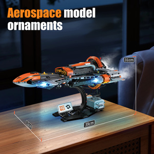 Ensemble de jouets de construction créatifs STEM pour enfants, modèle de vaisseau spatial MOC DIY assemblé, type navette aérospatiale, avec pulvérisation électrique, vente en gros - Product Image 3