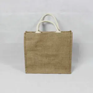 Eco friendly customized Jute D.I.Y painting printed lady tote hand bag