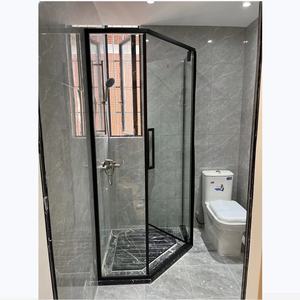 DAIYA-cristal templado <span class=keywords><strong>para</strong></span> puertas de cuarto de baño, pantalla de <span class=keywords><strong>ducha</strong></span> ajustable semisin marco con vidrio negro de 10mm - Product Image 6
