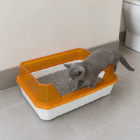 Bac à litière pour chat facile à nettoyer, en PP écologique et durable, avec un design semi-fermé