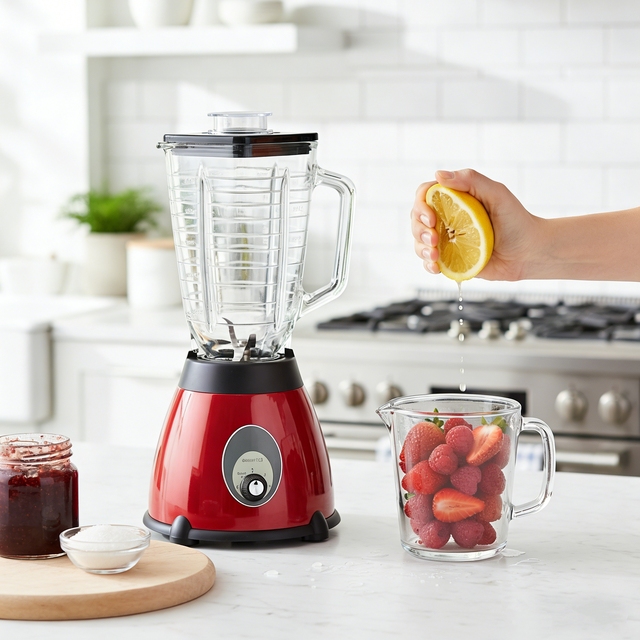 Stainless Steel Hand Commercial Blender with Glass Jar High Power 3 Speeds Smoothies Maker