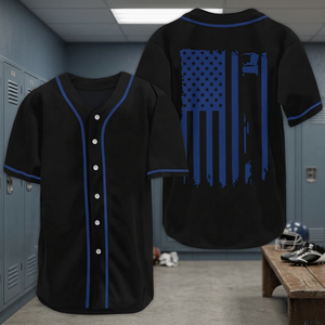 Maillot de baseball noir personnalisé à manches courtes avec boutons, vêtement de sport d'équipe, imprimé par transfert thermique, chemise athlétique unisexe - Product Image 4
