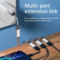 Extensiones de Hub USB 2.0 Tipo C, Cable USB de 3 Puertos, Conector Macho a Hembra OTG, Adaptador de Transferencia de Alta Velocidad, Convertidor Portátil