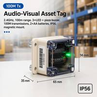 Étiquette Acoustico-Optique 2,4 GHz du Fabricant, Portée 100m, 100M TX, Alerte 50h, 2xAA Remplaçables, Magnétique, IP56 pour Localisation d'Articles en Entrepôt