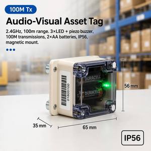 Etiqueta Acústico-Óptica de 2.4GHz del Fabricante, 100m de Alcance, 50h de Duración, Alerta, 2xAA Reemplazables, Magnética, IP56, para Localización de Artículos en Almacenes - Product Image 1