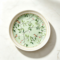 Assiette ronde décorative à motif végétal de 7,5 pouces