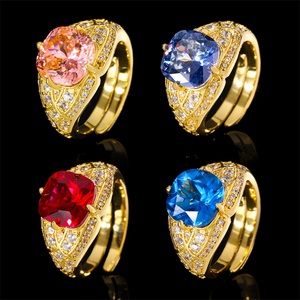 Premium Wholesale Jewelry Eco-friendly Copper 10*10mm Multicolor Cubic Zirconia Gold Plated <b>Ring</b> Bulk for Women - Product Image 5
