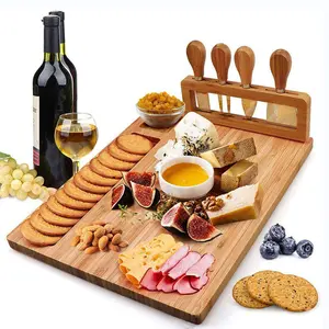 Hot Selling Bamboo Cheese Board with Natural Knife Set Charcuterie Board