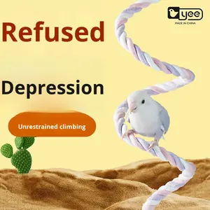 Balançoire suspendue pour perroquet, jouet écologique pour oiseaux, avec <span class=keywords><strong>corde</strong></span>, échelle à mâcher, bâton en coton pour le soulagement du stress et de l'ennui, fournitures à mâcher pour animaux de compagnie - Product Image 2