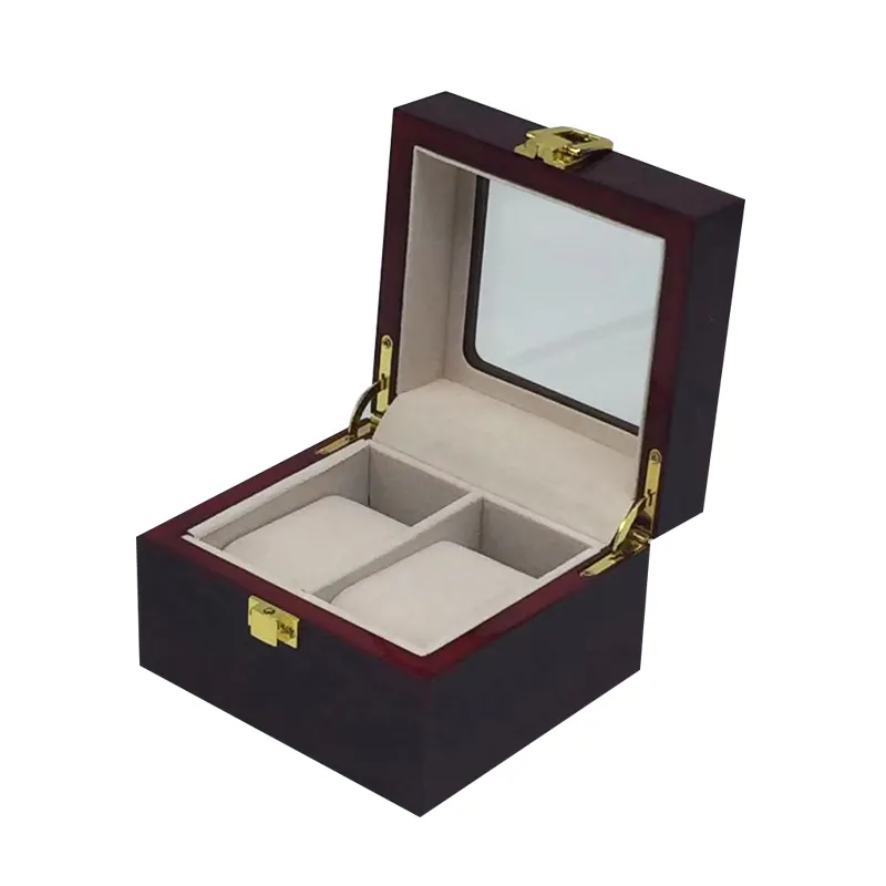 Promotion Gift Classic Wine Red double Wood Watch Box Luxury Wood, Wooden Watches Storage Box