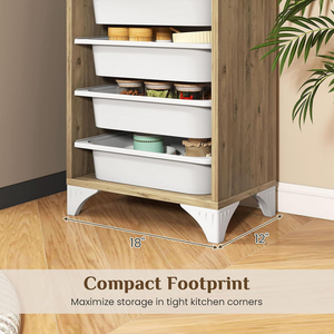 Meubles de rangement avec 8 paniers amovibles coulissants |   <span class=keywords><strong>Tour</strong></span> de rangement verticale moderne et contemporaine, coffre en bois - Product Image 5