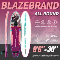 Planche à pagaie gonflable Areeman Ridewave (SUP) - Matériel Drop Stitch, écologique, portable, système à 3 ailerons