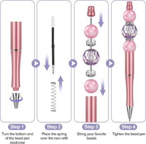 Stylos en plastique personnalisés avec logo sur mesure, perles uniques pour kits de stylos à bille, perles en plastique couleur bonbon pour stylos promotionnels - Product Image 5