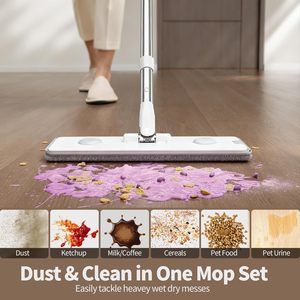 Rectangle Steel <b>Plastic</b> Basket Flat Floor Mop Bucket Set Hands-Free High Durability <b>Sliding</b> Wringing Microfiber Cleaning System - Product Image 4