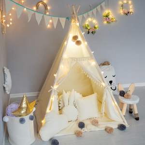 Tente tipi portable beige <span class=keywords><strong>pour</strong></span> enfants, maison de jeu, tente de jeu <span class=keywords><strong>en</strong></span> toile de coton <span class=keywords><strong>pour</strong></span> enfants, tente tipi de plage <span class=keywords><strong>pour</strong></span> enfants - Product Image 3