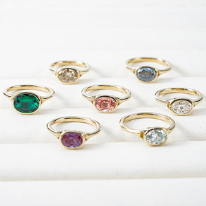 แหวนหมั้นทองคำแท้ 9K 10K 14K 18K สีขาว สีเหลือง สีโรสโกลด์ ประดับเพชรแล็บโกรว์ 1 กะรัต D VS1 รูปไข่ ทรงเบเซลเซ็ต - Product Image 2