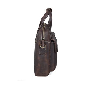 Estilo Vintage hombres bolsos <span class=keywords><strong>de</strong></span> cuero <span class=keywords><strong>abogado</strong></span> maletín 14 pulgadas portátil bolso - Product Image 3