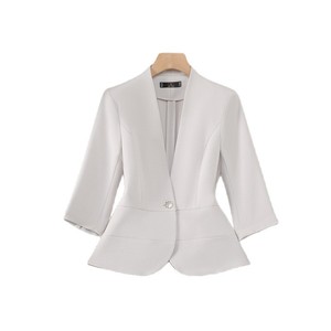 Women's Black Three Quarter Sleeve Blazer Fitted Waist Elegant Slim Fit Commute Spring Summer Autumn - Product Image 5