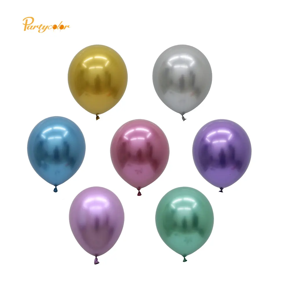 Balon Emas Krom Logam 12 Inci 3.2G, Balon Hitam Metalik
