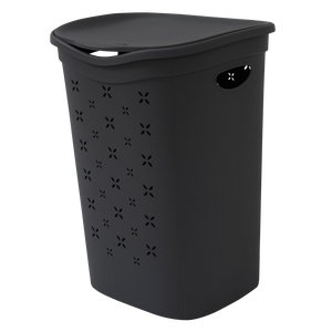 Laundry <b>Bin</b> 370x395x535mm Grey PP Plastic with Lid for Bathroom Clothing Organizer and Storage - Product Image 1