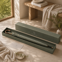 Parapluie Droit de Luxe Personnalisé en Bois Courbé, Anti-Pluie et Anti-Vent, avec Boîte Cadeau Premium – Idéal pour les Cadeaux d'Entreprise