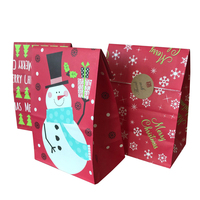 Sacs en papier kraft pour cadeaux de Noël, motifs bonhomme de neige et sapin de Noël, sacs pour aliments, café, vêtements, robes