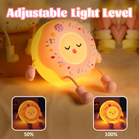Lampe de nuit en silicone en forme de beignet, dessin animé kawaii, avec support pour téléphone, décoration de chevet pour salon, lampe de table pour enfants