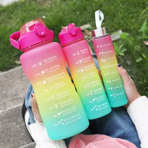 Bpa Gratis Multi-Kleuren 2L Halve Gallon Plastic Sport Direct Drinken Gym 3 In 1 Set Flessen Waterfles Sets Met Stro En Deksel