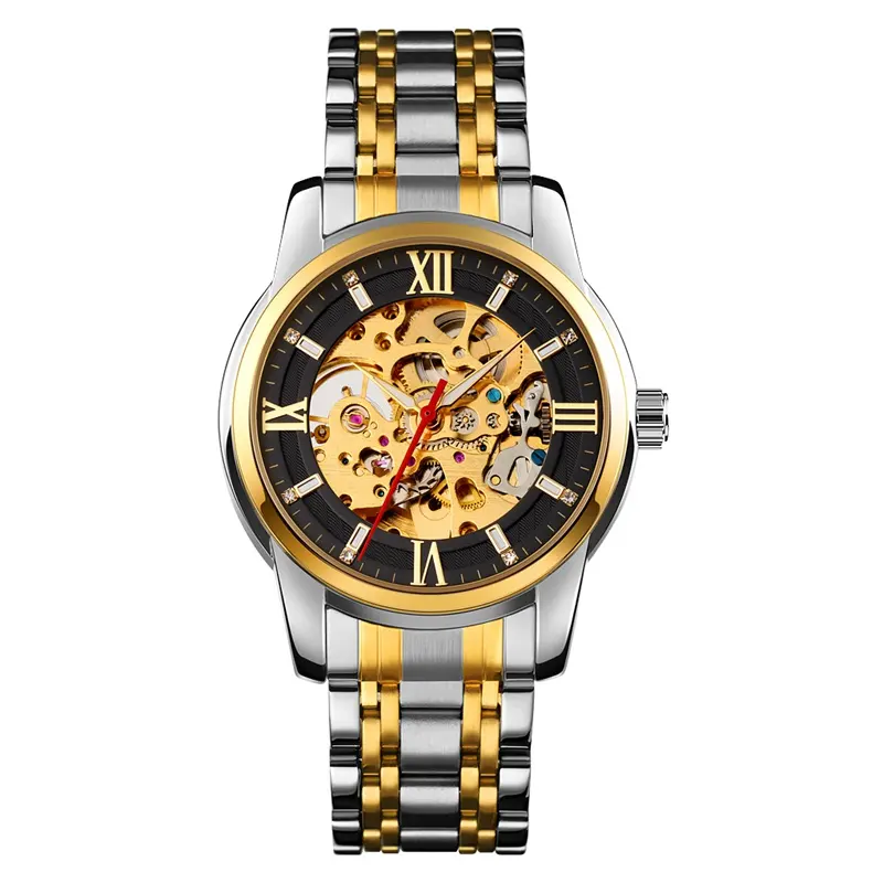 SKMEI 9222 stainless steel luxury waterproof quartz oem brand hands digital wristwatches logo wrist men watch