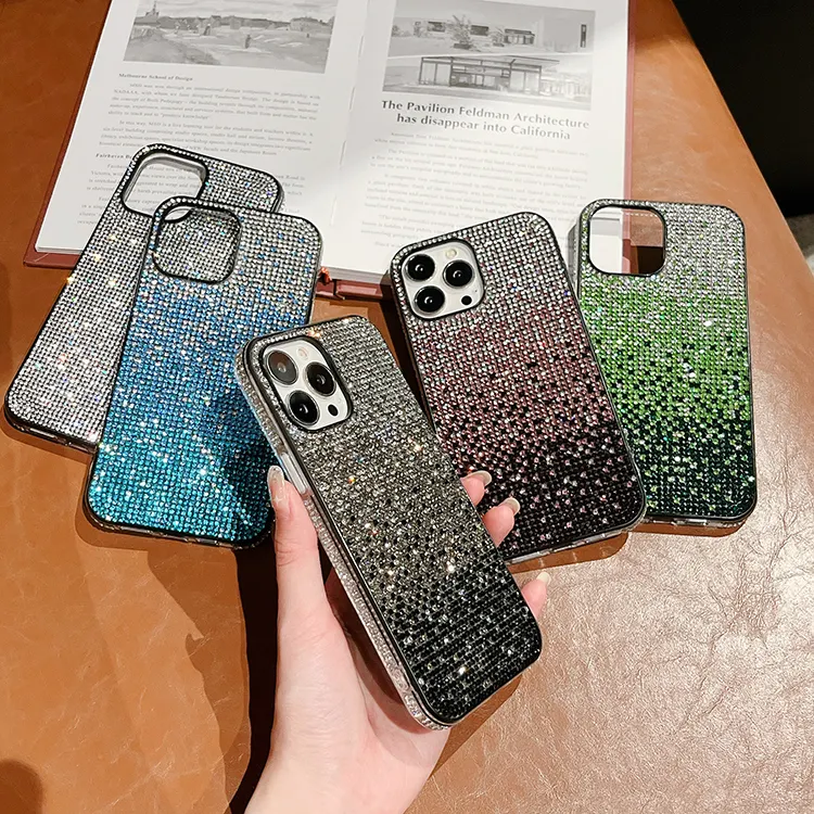 Casing Ponsel Mewah Penjualan Laris 2022 untuk iPhone Samsung A80 A73 5G Lipat 2 Casing Penutup Ponsel Berlian Imitasi Berkilau Bling Gradien