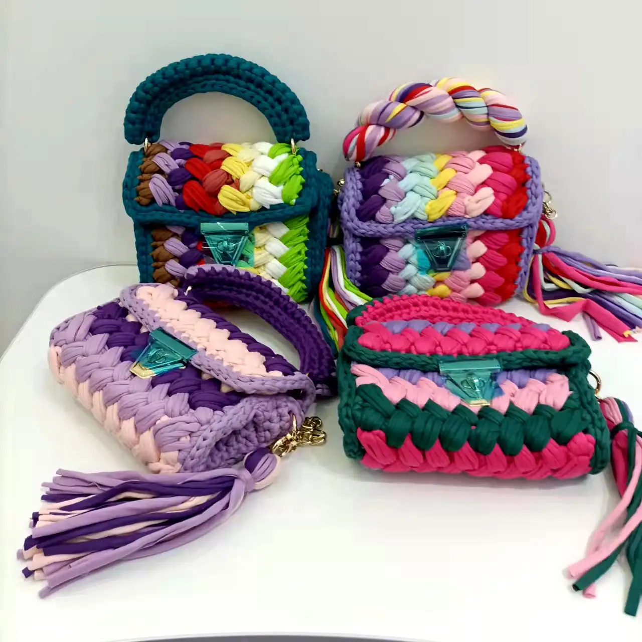 Bolso de mano tejido para mujer, personalizado de fábrica, color personalizado, Popular, 2023