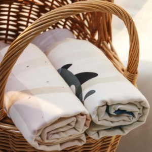 Coperta in mussola con stampa personalizzata in 30% di bambù 70% avvolgente in garza di sicurezza avvolgente per neonati coperta di mussola traspirante - Product Image 3