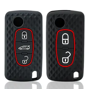 Étui de protection pour <span class=keywords><strong>clé</strong></span> à 2 ou 3 boutons pour Citroën C-Crosser C3 C4 Picasso Berlingo, compatible <span class=keywords><strong>Peugeot</strong></span> Partner Tepee <span class=keywords><strong>207</strong></span> 307 308 407, avec porte-clés - Product Image 1